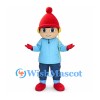 Boy Mascot Costume with Red Knit Hat and Light Blue Jacket