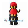 Salamander Mascot Costume in Black and Yellow with Red Vest