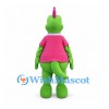 Dragon Mascot Costume in Green with Pink Shirt and Horn