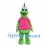 Dragon Mascot Costume in Green with Pink Shirt and Horn