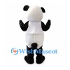 Panda Mascot Costume with White Vest and Red Bow Tie