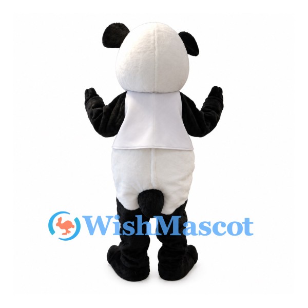 Panda Mascot Costume with White Vest and Red Bow Tie