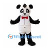 Panda Mascot Costume with White Vest and Red Bow Tie