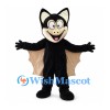 Bat Mascot Costume in Black with Tan Wings and Large Ears
