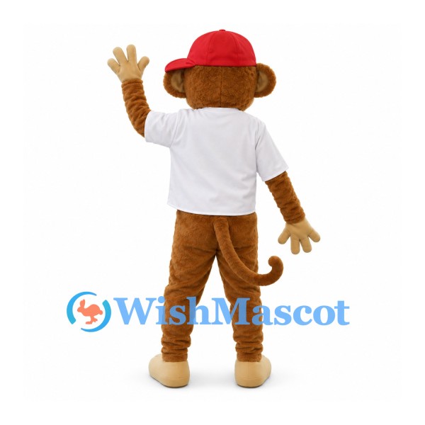 Monkey Mascot Costume with White Shirt and Red Cap