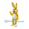 Rabbit Mascot Costume in Yellow with White Belly and Tall Ears