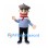 Man Mascot Costume with Striped Sailor Shirt and Black Beret