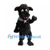 Dog Mascot Costume in Black with Polka Dot Neckerchief
