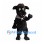 Dog Mascot Costume in Black with Polka Dot Neckerchief