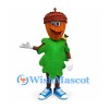 Acorn Mascot Costume with Green Leaf Tunic and Brown Cap