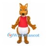 Kangaroo Mascot Costume in Brown with Red Shirt and White Belly