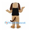 Dog Mascot Costume in Tan with Black Vest and Floppy Ears