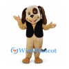 Dog Mascot Costume in Tan with Black Vest and Floppy Ears