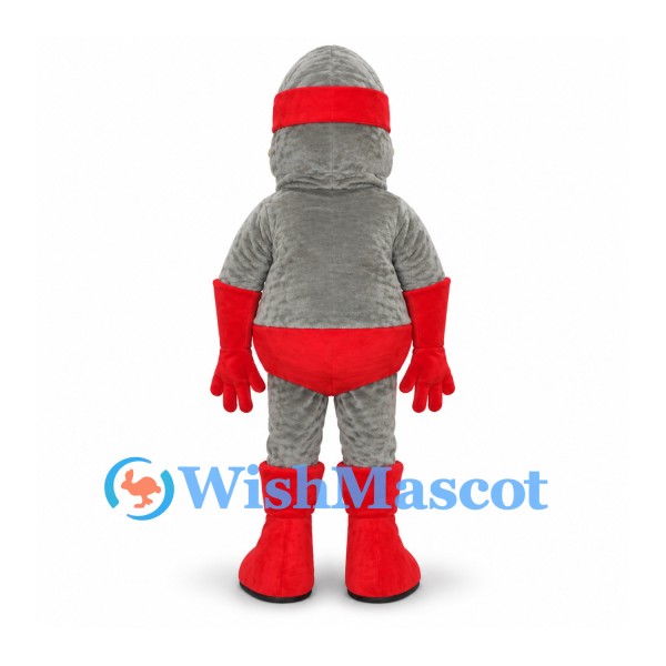 Sock Monkey Mascot Costume in Gray with Red Hands and Boots