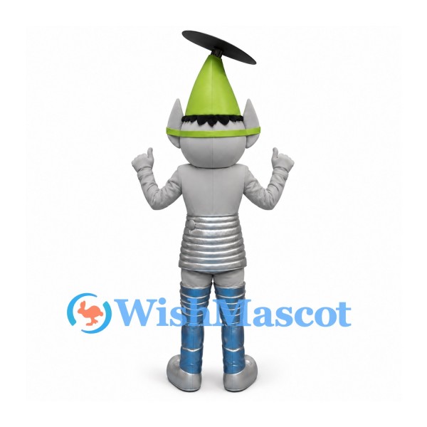 Alien Mascot Costume in Silver with Green Cone Head and Sunglasses
