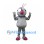 Alien Mascot Costume in Gray with Pink Nose and Rainbow Antennae