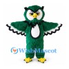 Owl Mascot Costume in Green with White Belly and Wide Wings