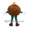 Coconut Mascot Costume with Brown Round Body and Green Legs