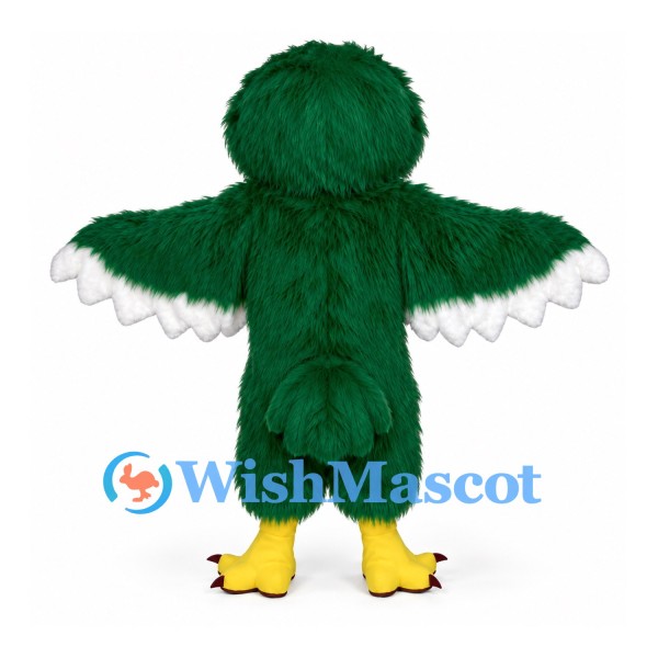 Owl Mascot Costume in Green with White Eye Rings and Belly