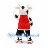 Cow Mascot Costume with Red Sports Shirt and Black Shorts