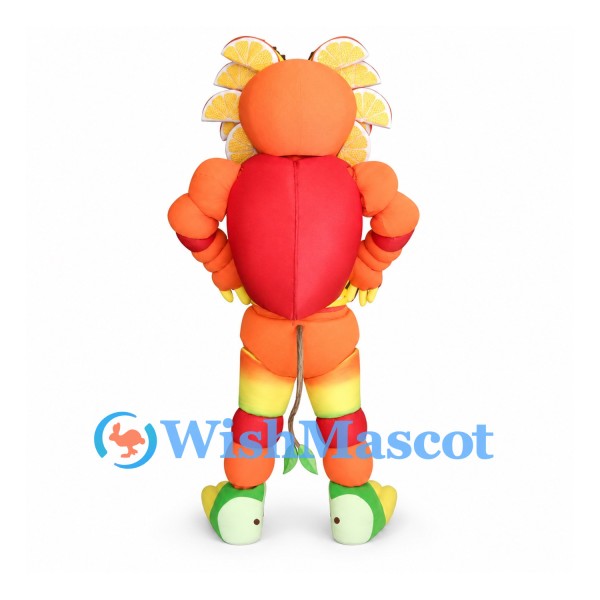 Lion Mascot Costume in Orange and Red with Yellow Petal Mane