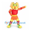 Lion Mascot Costume in Orange and Red with Yellow Petal Mane