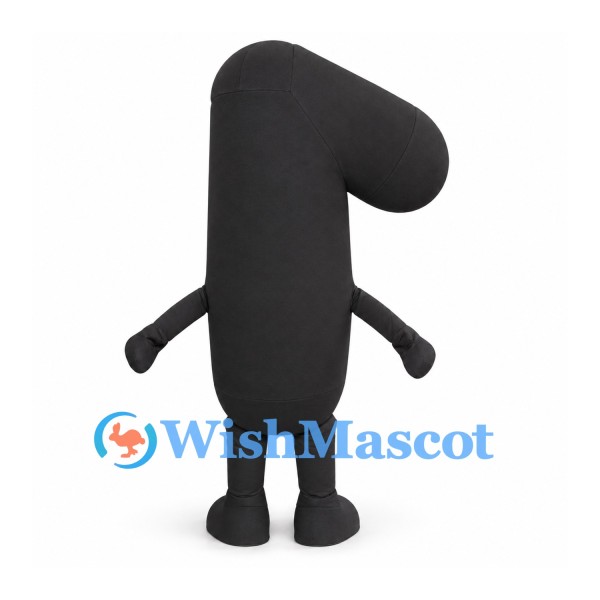Number One Mascot Costume in Black with Small White Eyes