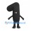 Number One Mascot Costume in Black with Small White Eyes