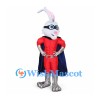 Rabbit Mascot Costume with Red Superhero Suit and Blue Cape