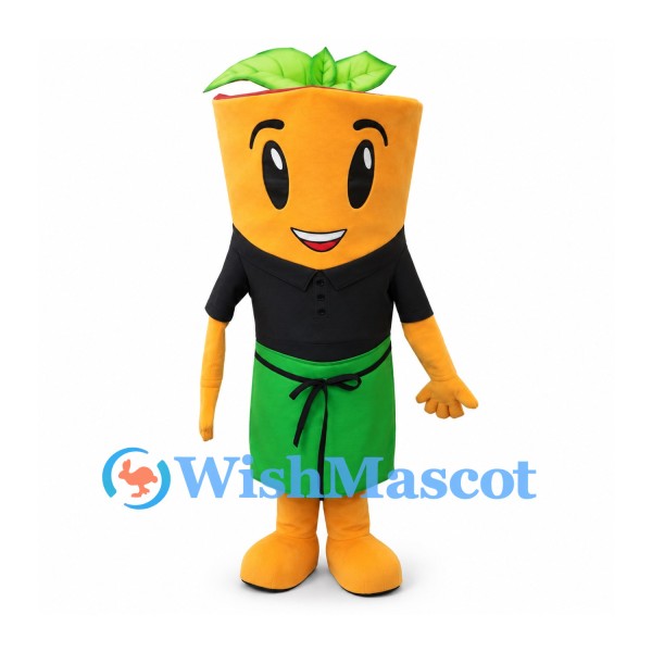 Plant Pot Mascot Costume with Black Shirt and Green Shorts