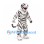 Tiger Mascot Costume in White with Black Stripes and Muscular Body