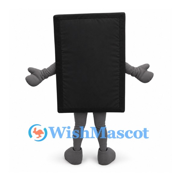Tablet Mascot Costume with Black Frame and White Smiling Screen