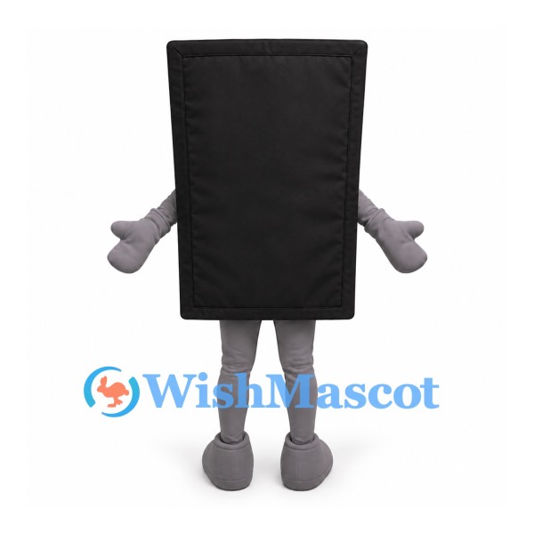 Tablet Mascot Costume with Black Frame and Green Smiling Screen