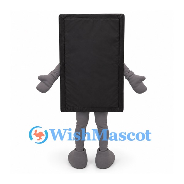 Tablet Mascot Costume with Black Frame and Blue Smiling Screen