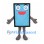 Tablet Mascot Costume with Black Frame and Blue Smiling Screen
