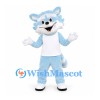 Raccoon Mascot Costume in Pale Blue with White Shirt