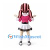 Vampire Girl Mascot Costume with Pink Jacket and Black White Skirt