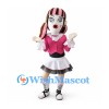 Vampire Girl Mascot Costume with Pink Jacket and Black White Skirt