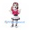 Vampire Girl Mascot Costume with Pink Jacket and Black White Skirt