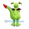 Dragon Mascot Costume in Lime Green with Purple Belly and Horns