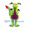 Dragon Mascot Costume in Lime Green with Purple Belly and Horns