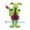 Dragon Mascot Costume in Lime Green with Purple Belly and Horns