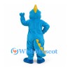 Dinosaur Mascot Costume in Blue with Pink Belly and Yellow Spikes