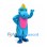 Dinosaur Mascot Costume in Blue with Pink Belly and Yellow Spikes
