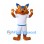 Fox Mascot Costume with White Sports Uniform and Blue Trim