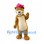 Bear Mascot Costume in Tan with Cream Belly and Pink Cap