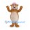 Bear Mascot Costume in Tan with Pale Belly and Pink Hat