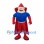 Superhero Mascot Costume with Red Hood and Cape and Blue Shirt
