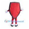 Shield Mascot Costume in Red with Black Border and Smiling Face