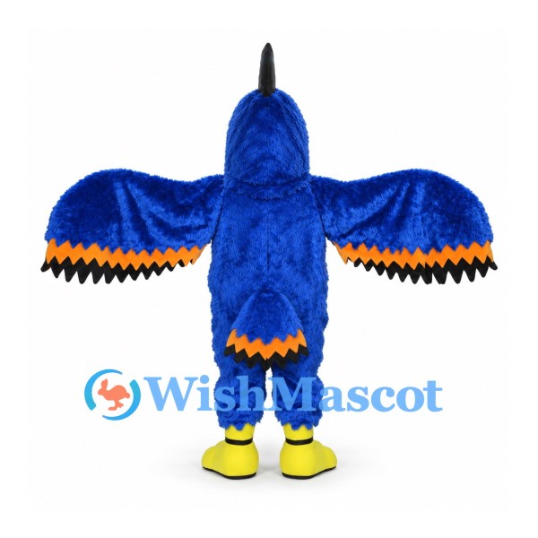 Bird Mascot Costume in Blue with Orange Belly and Wide Wings